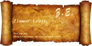 Zimmer Ervin névjegykártya